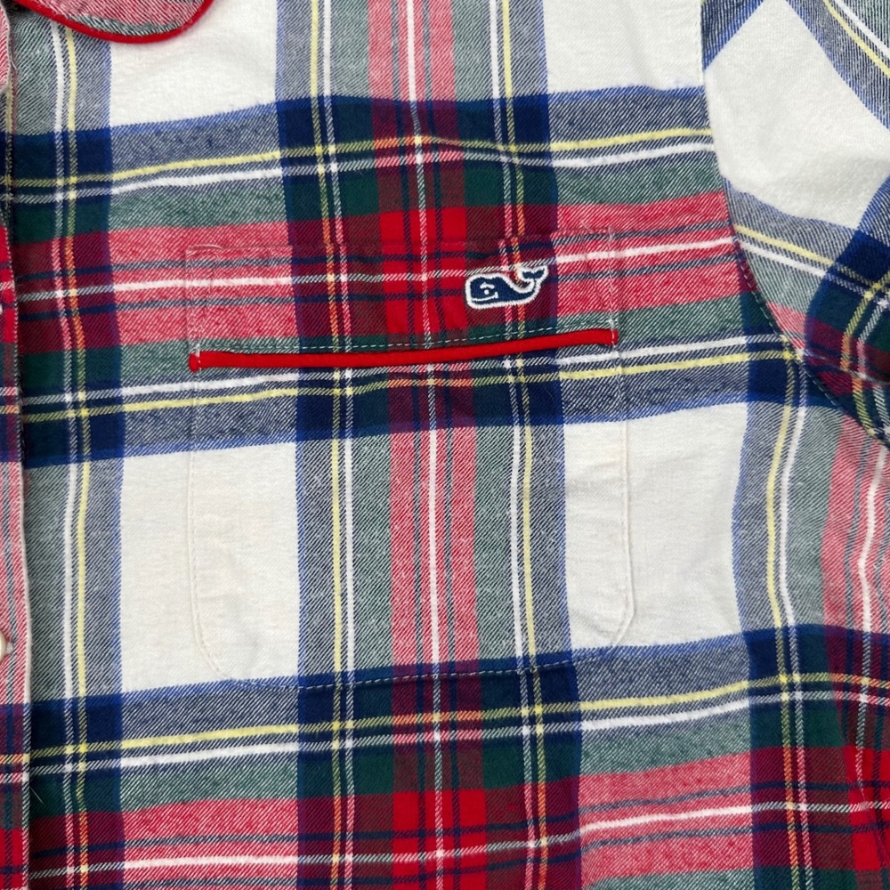 Vineyard Vines Jolly Plaid Flannel Womens Small Plaid Nightshirt Red Green White - Picture 8 of 11